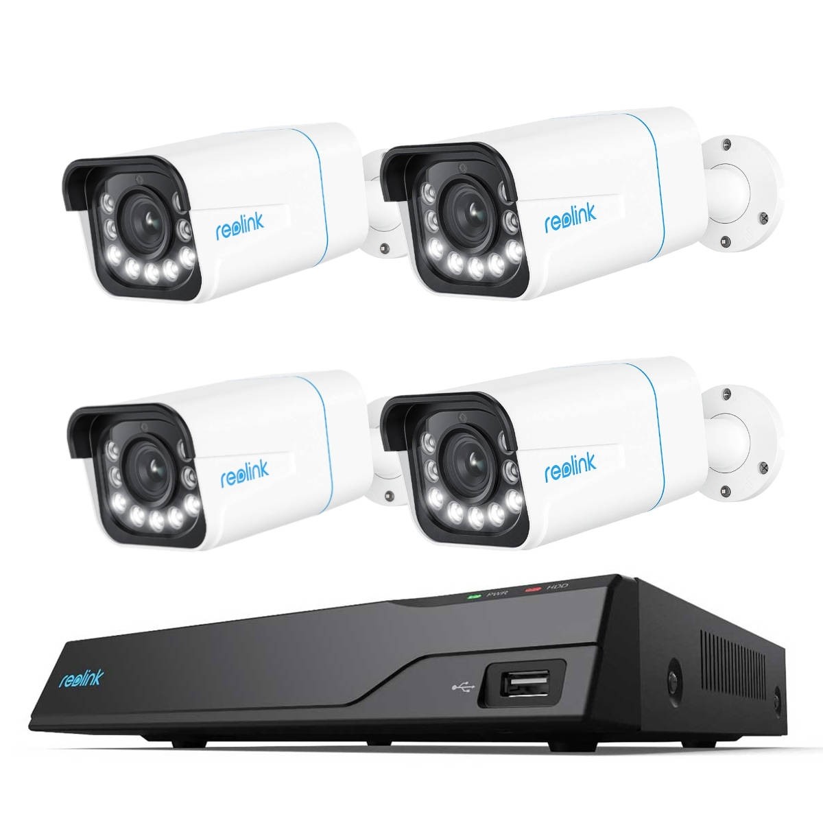 Reolink NVS8 8-Kanal Netzwerkrekorder inkl. 2TB und 4x Reolink P430 Smarte 4K UHD PoE Überwachungskamera mit optischem 5X-Zoom
