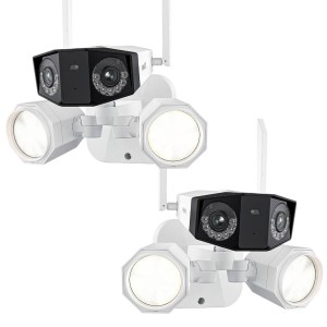 2x Reolink Floodlight Series F750W intelligente 4K 8 MP Dualband-WLAN Überwachungskamera mit zwei Objektiven und Flutlicht