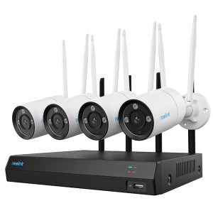 Reolink NVS12W Netzwerkrekorder inkl. 2 TB Festplatte und 4x Reolink W330 4K 8 MP WLAN Set für Videoüberwachung