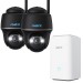 2x Reolink Argus Series B430 akkubetriebene, kabellose 5 MP Dualband WLAN-Überwachungskamera (schwarz) & 1x Reolink Hub 1 Sicherheitszentrale - Komplettset  für Videoüberwachung