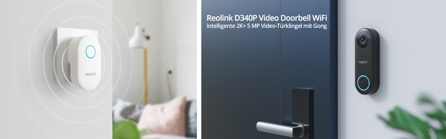 Reolink D340W Video Doorbell WiFi  intelligente 2K+ 5 MP Video-Türklingel mit Gong