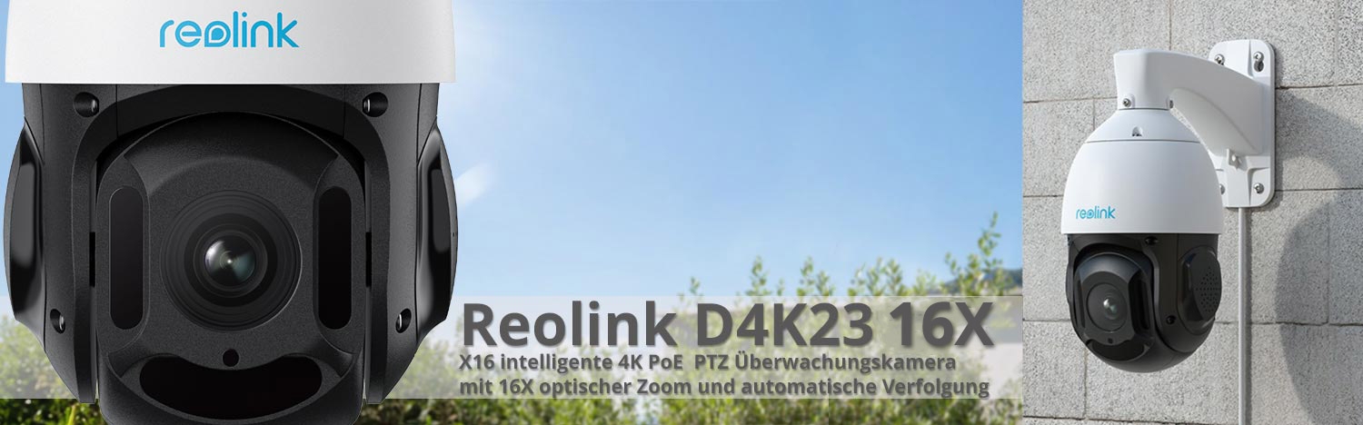 Reolink D4K23 16X intelligente 4K UHD PoE IP PTZ Überwachungskamera  mit 16X optischer Zoom und automatische Verfolgung