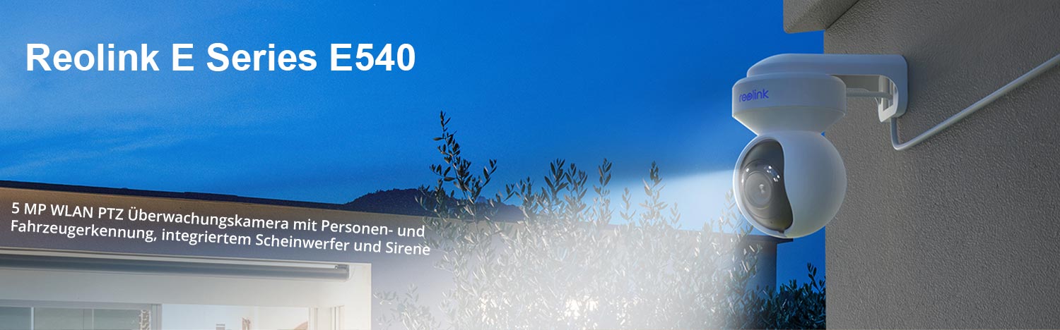 Reolink E Series E540 5 MP WLAN PTZ Überwachungskamera mit Personen- und Fahrzeugerkennung