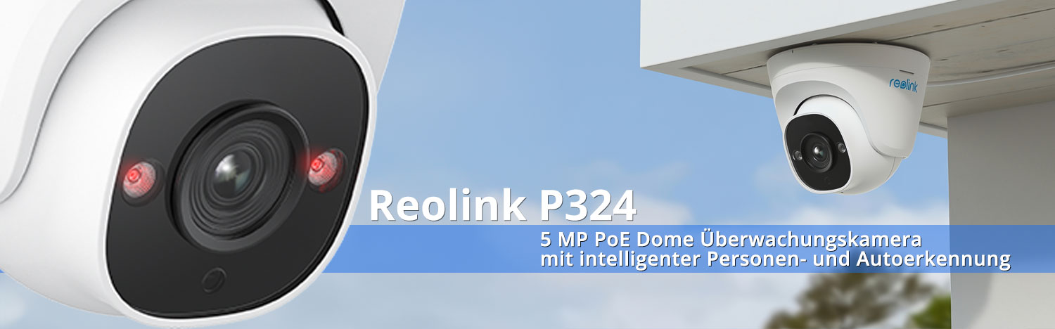 Reolink P324 5 MP IP PoE Dome Überwachungskamera mit intelligenter Personen- und Autoerkennung