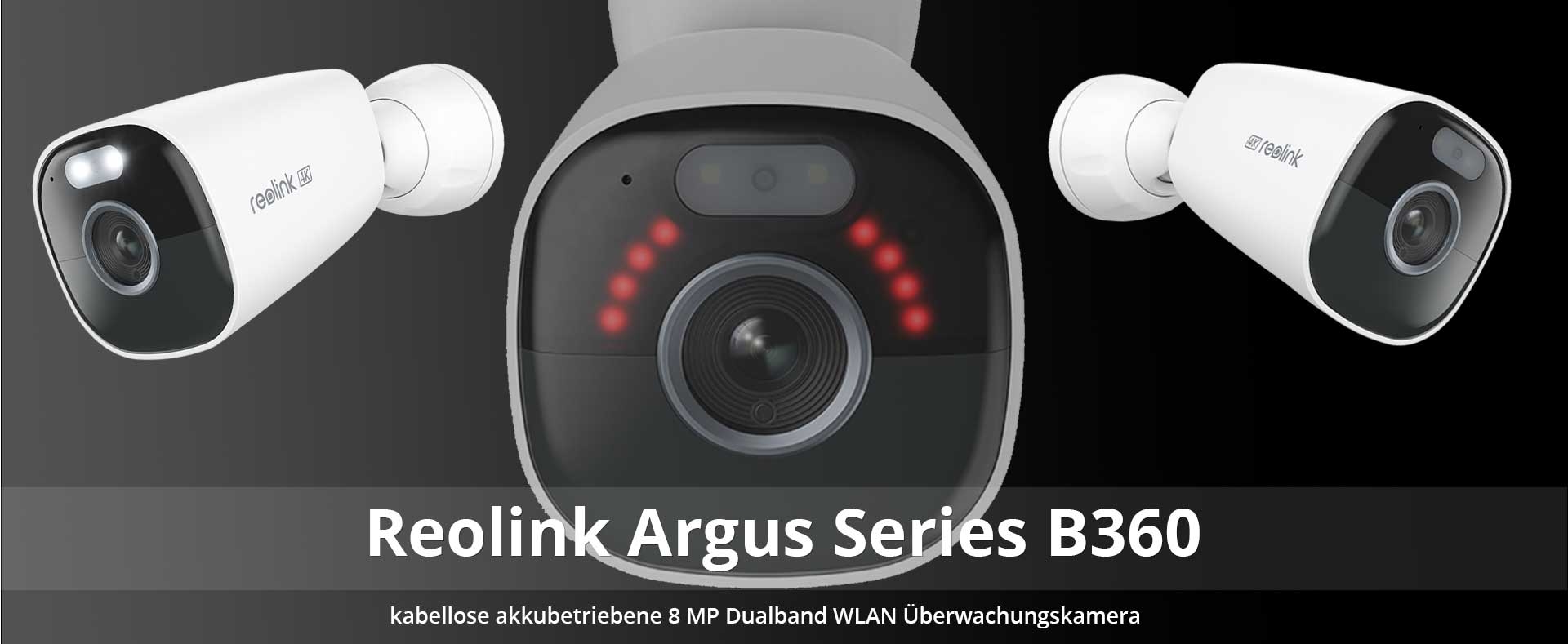Reolink Argus Series B360 kabellose akkubetriebene 8 MP Dualband WLAN Überwachungskamera